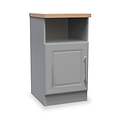 Talland Grey 4 Piece Bedroom Set with Oak Tops - 1 door bedside table