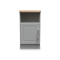 Talland Grey 1 Door Bedside Cabinet with Oak Top