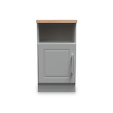 Talland Grey 1 Door Bedside Cabinet with Oak Top
