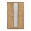 Kilgarth Modern Oak Triple Mirror Wardrobe by Roseland Furniture