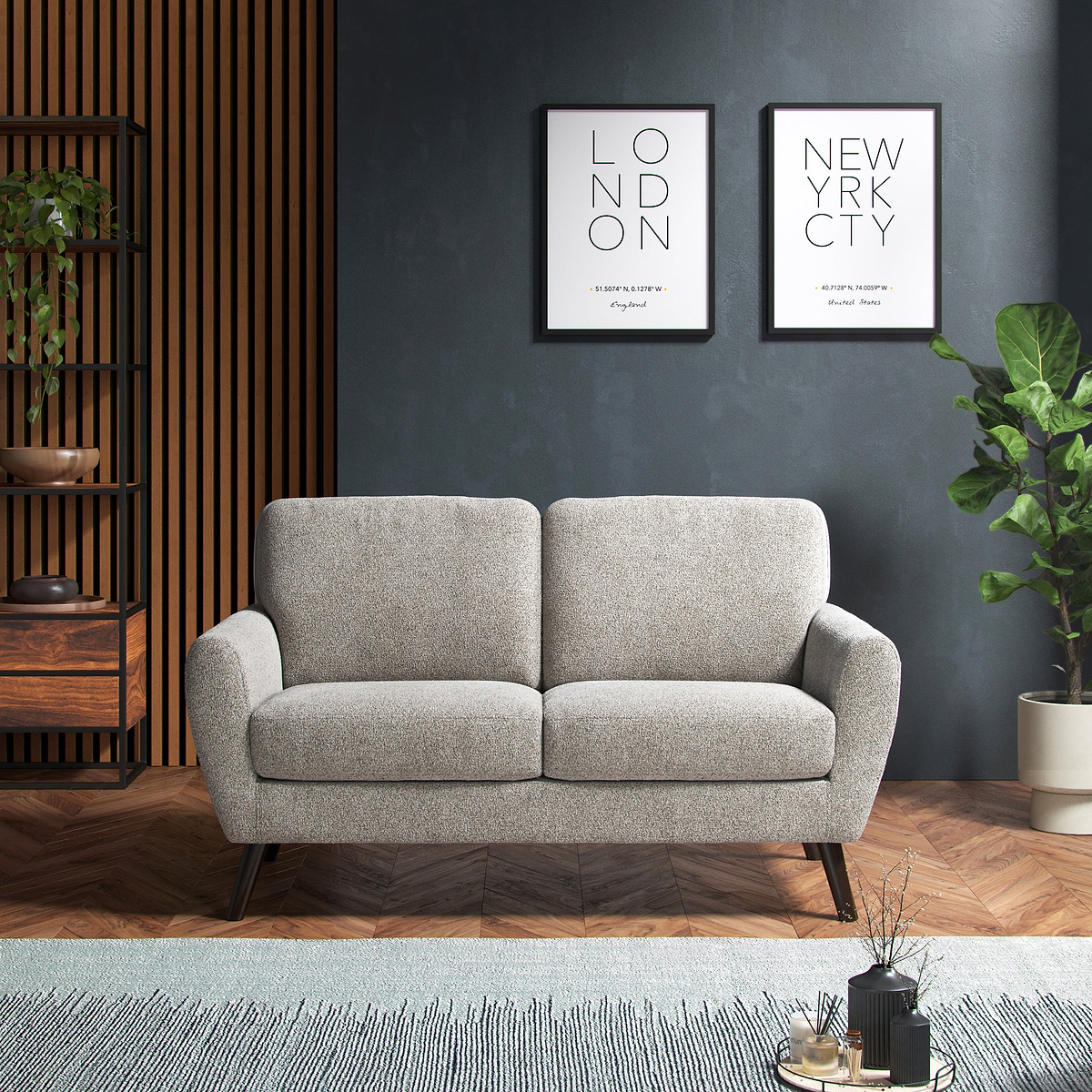 Dulcie Boucle 2 Seater Linen Dims from Roseland Furniture