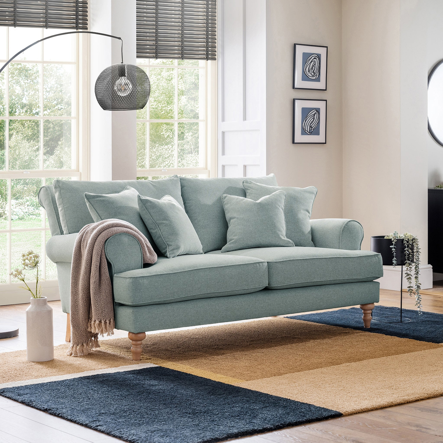 Norbury 2 Seater Sofa Aqua from Roseland Furniture