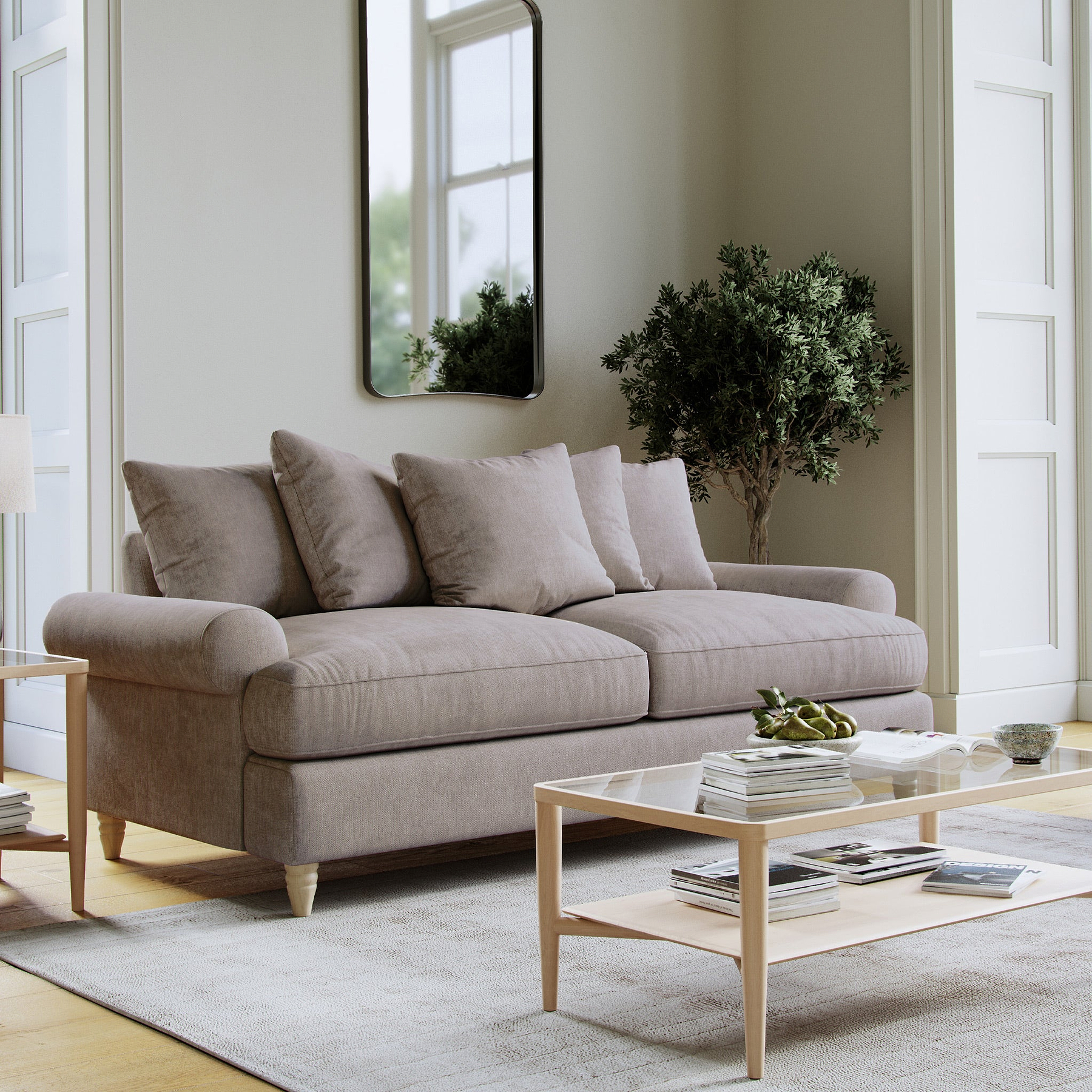 Pembroke 3 Seater Sofa Beige from Roseland Furniture
