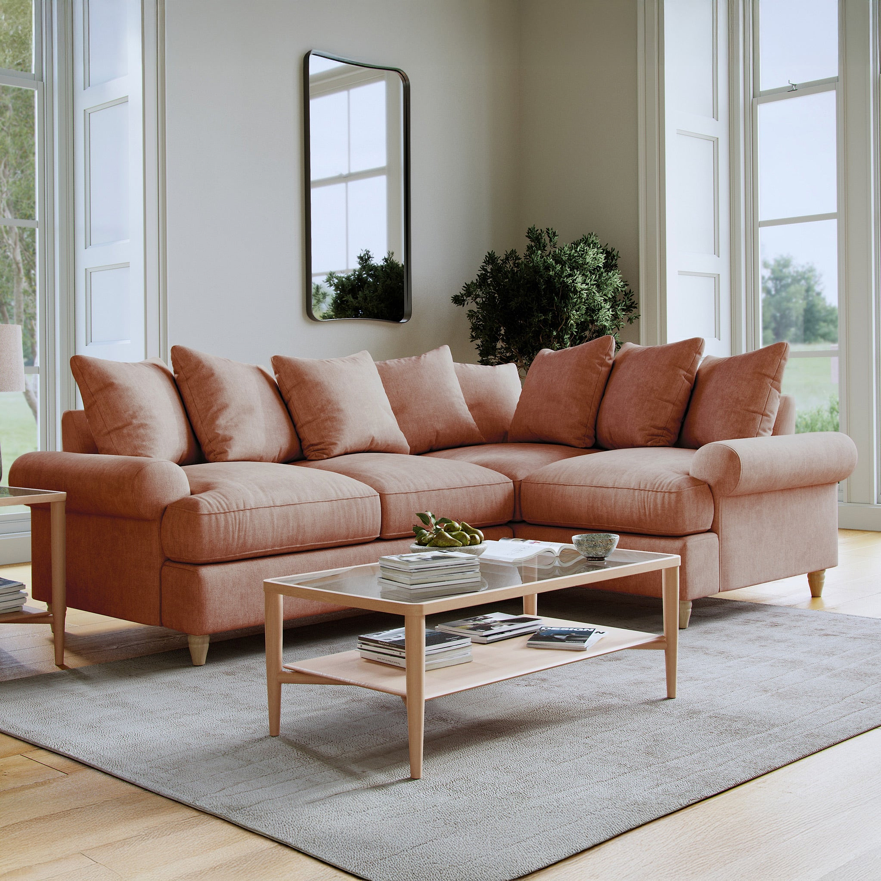 Pembroke Right Hand Corner Sofa Coral from Roseland Furniture