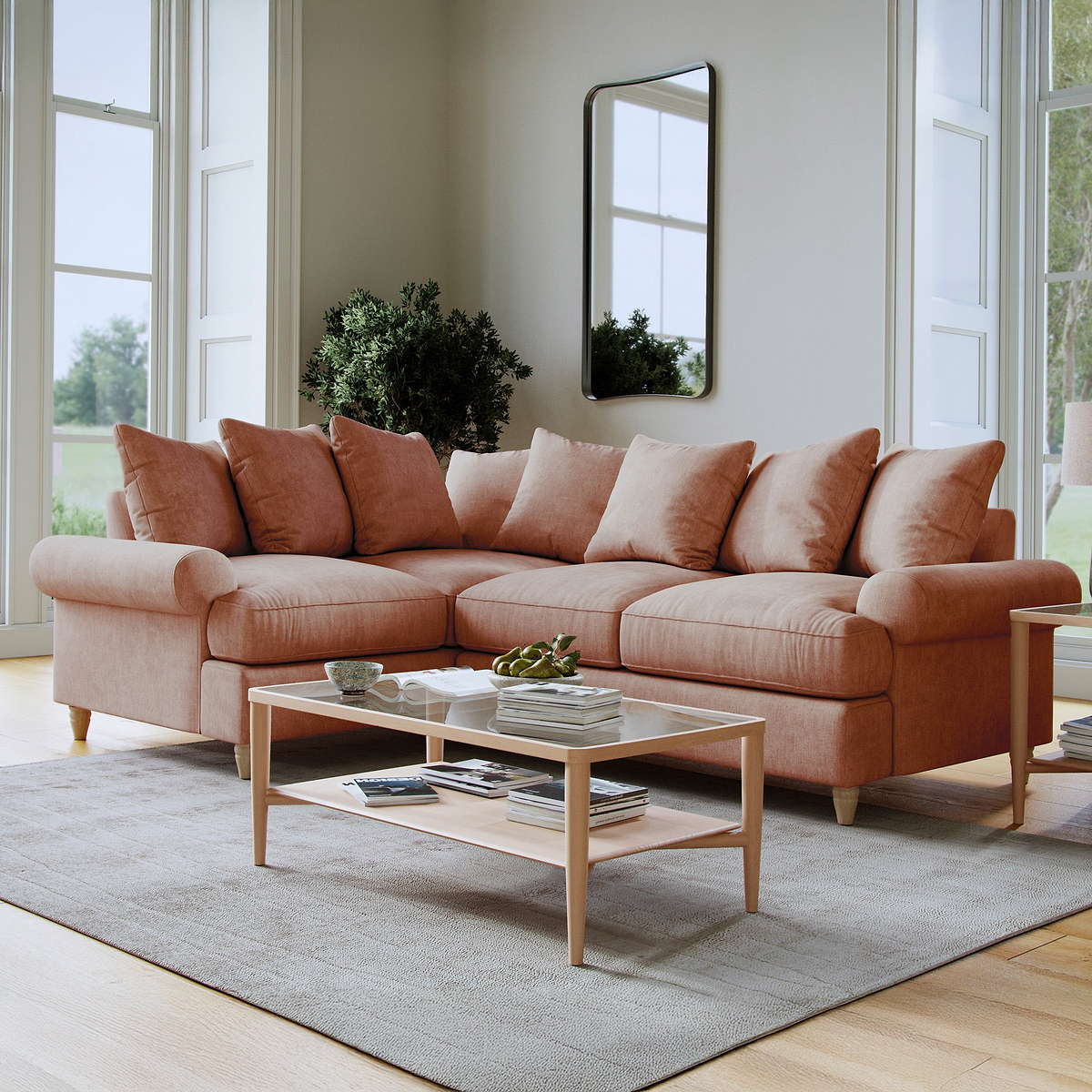 Pembroke Left Hand Corner Sofa Coral from Roseland Furniture