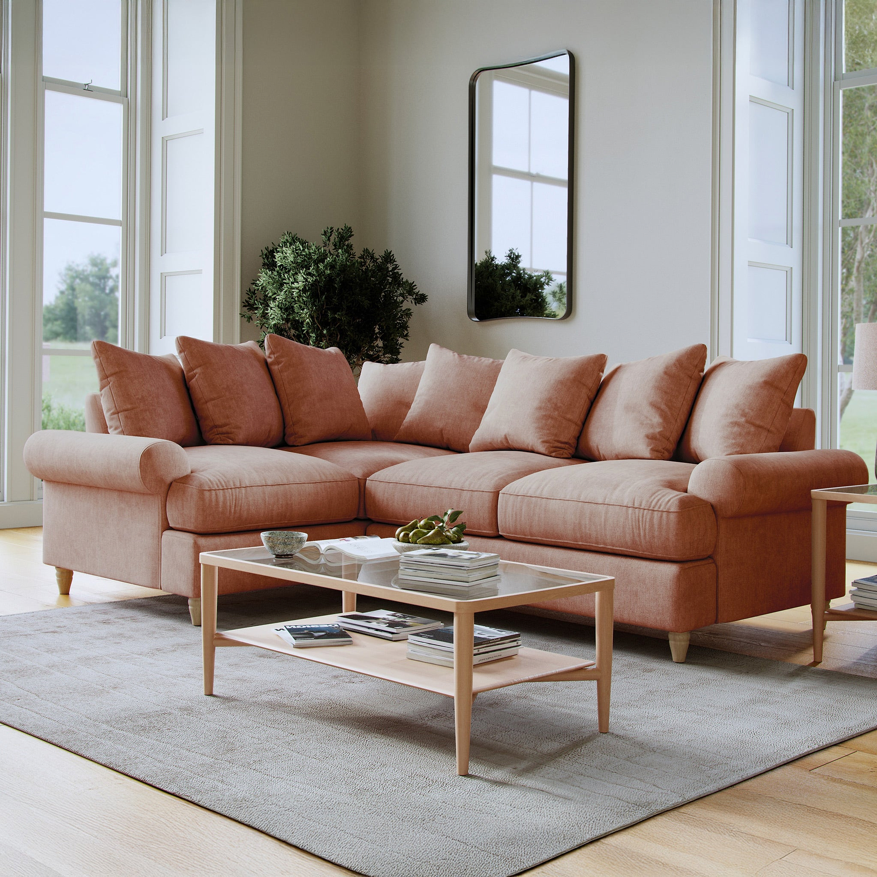 Pembroke Left Hand Corner Sofa Coral from Roseland Furniture