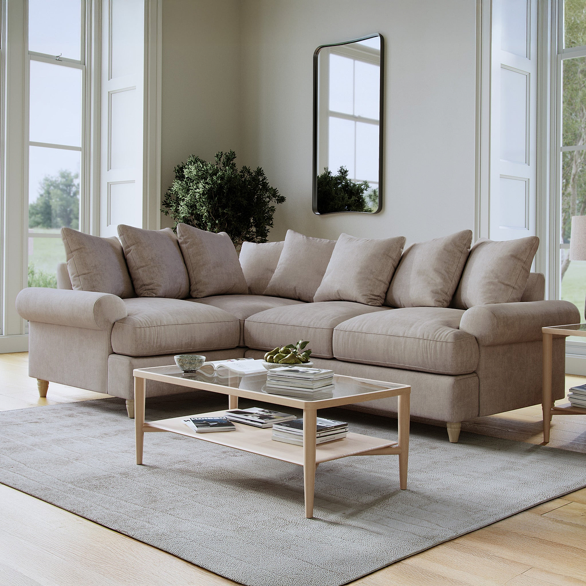 Pembroke Left Hand Corner Sofa Beige from Roseland Furniture