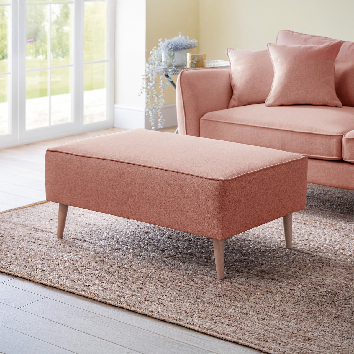 Elmbury Footstool Coral from Roseland Furniture