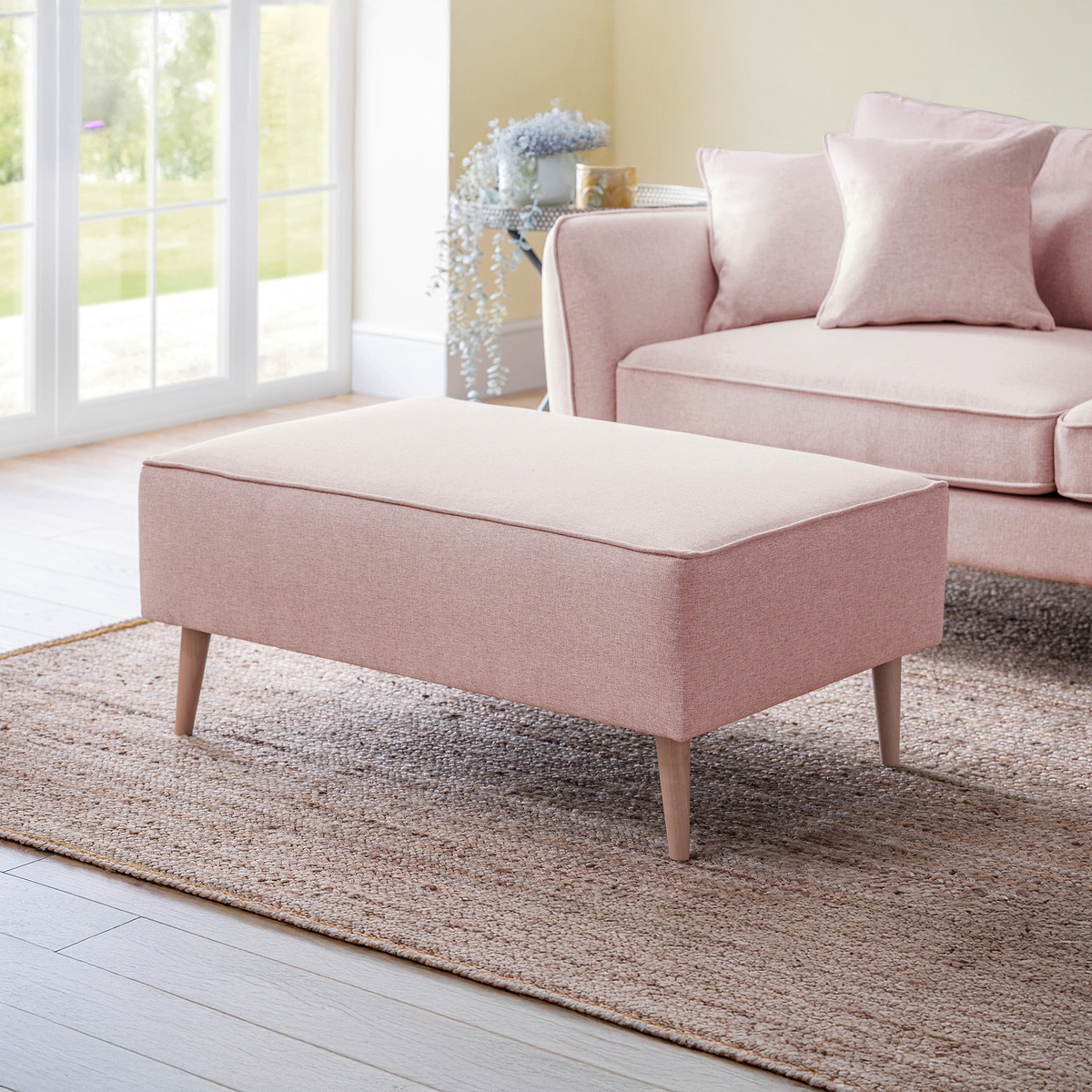 Elmbury Footstool Pink from Roseland Furniture