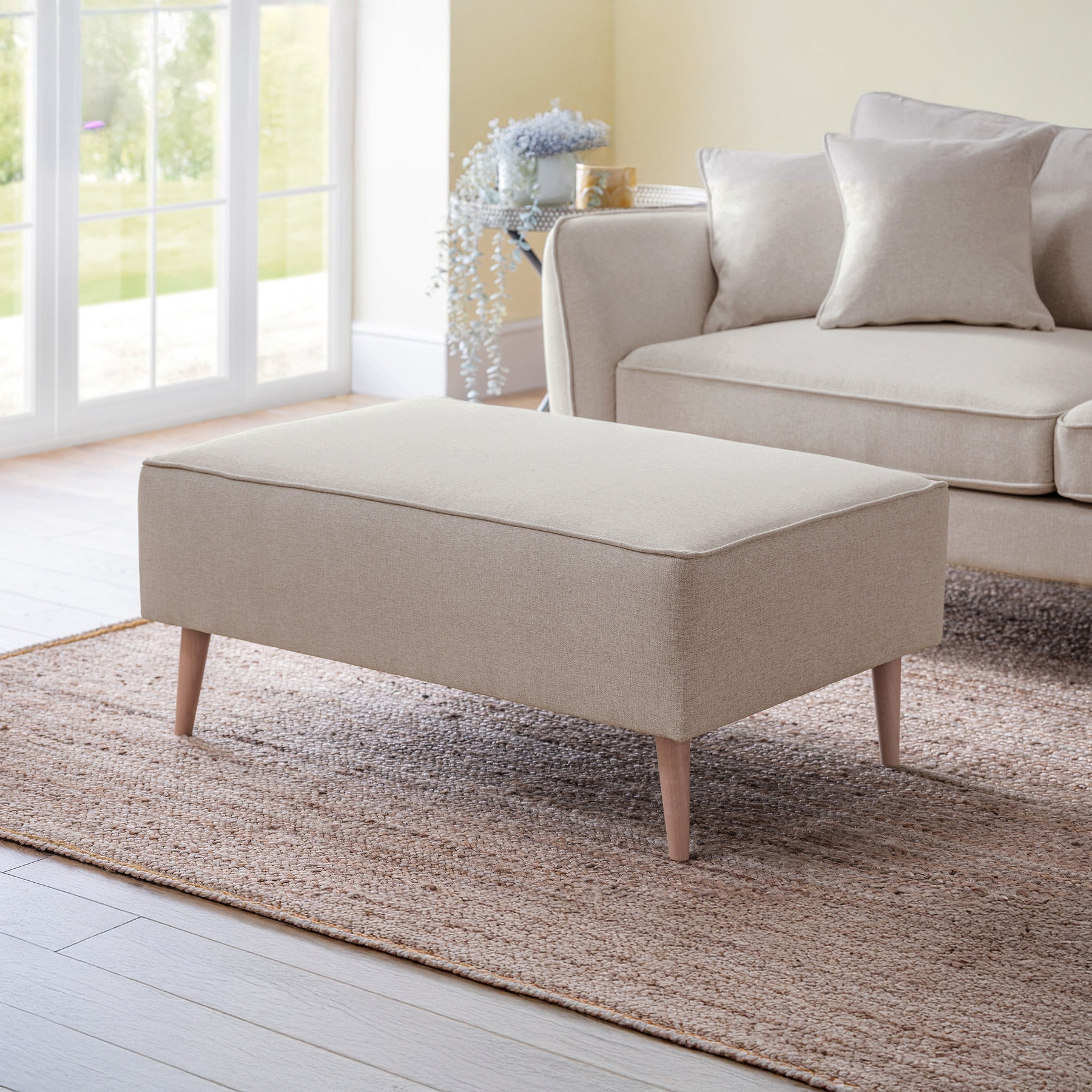 Elmbury Footstool Beige from Roseland Furniture