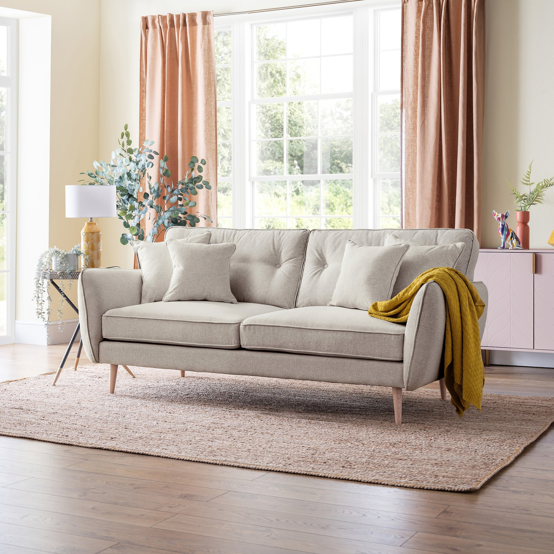 Elmbury 3 Seater Sofa Linen from Roseland Furniture