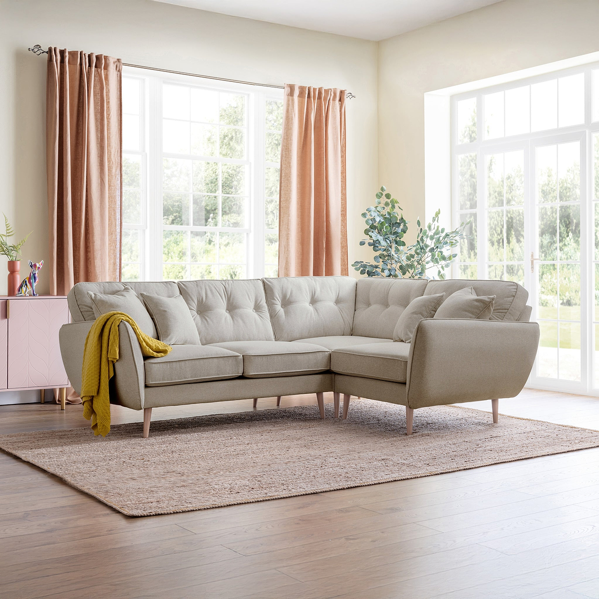 Elmbury Right Hand Corner Sofa Linen from Roseland Furniture