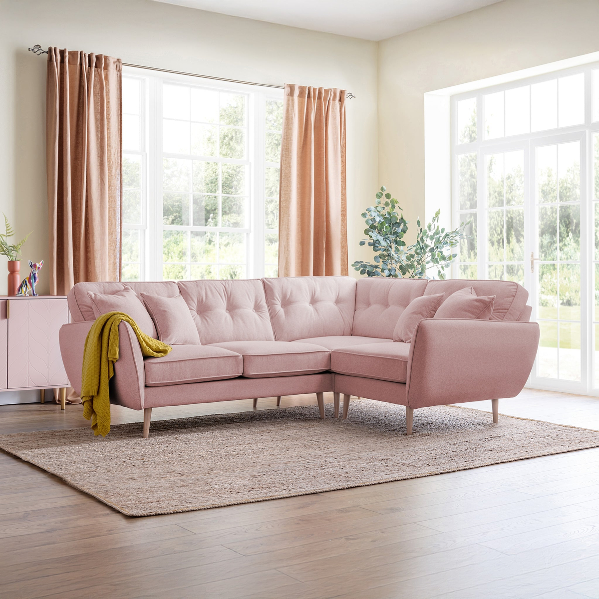 Elmbury Right Hand Corner Sofa Pink from Roseland Furniture