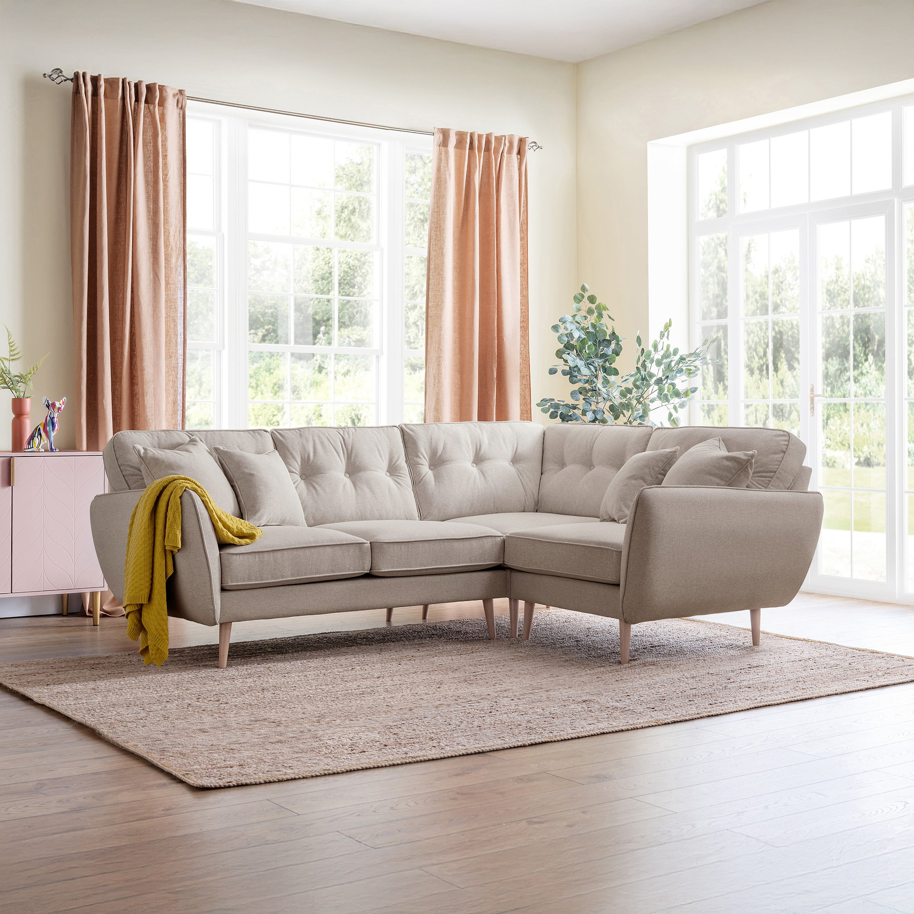 Elmbury Right Hand Corner Sofa Beige from Roseland Furniture