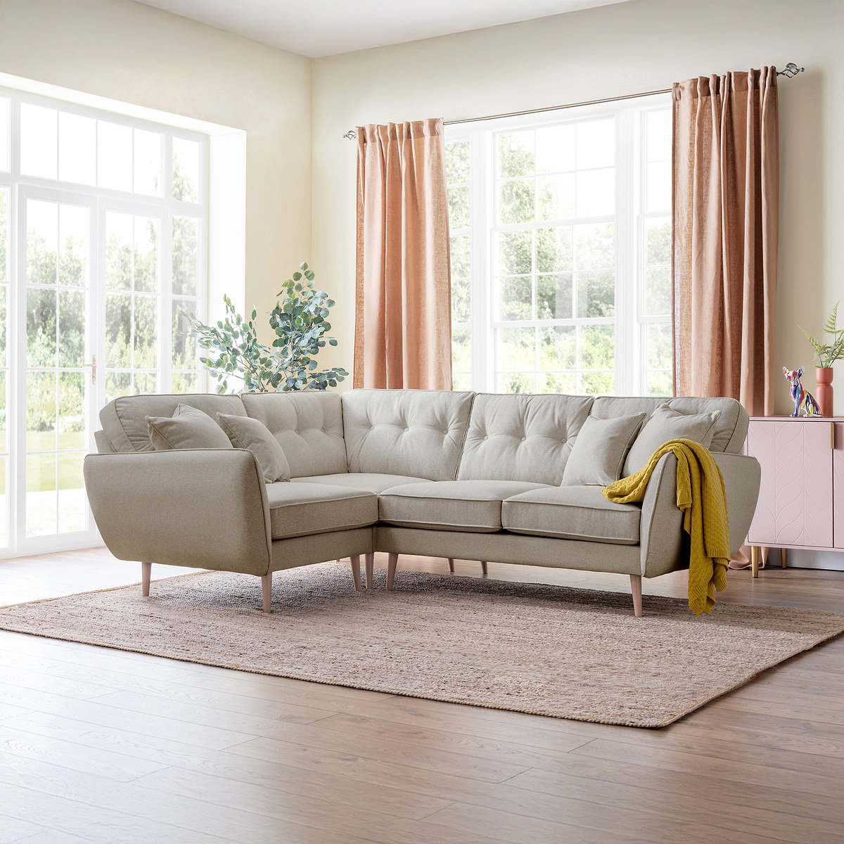 Elmbury Left Hand Corner Sofa Linen from Roseland Furniture