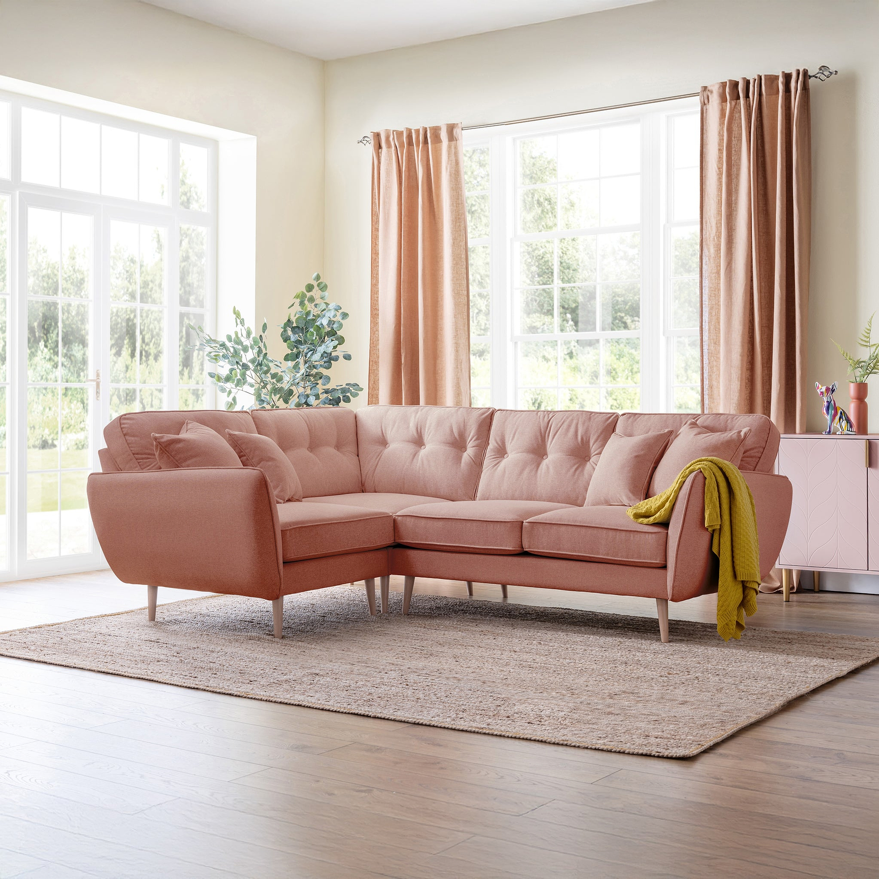 Elmbury Left Hand Corner Sofa Coral from Roseland Furniture