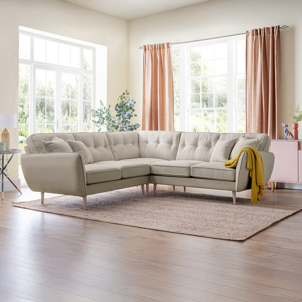 Elmbury Large Corner Sofa Linen from Roseland Furniture