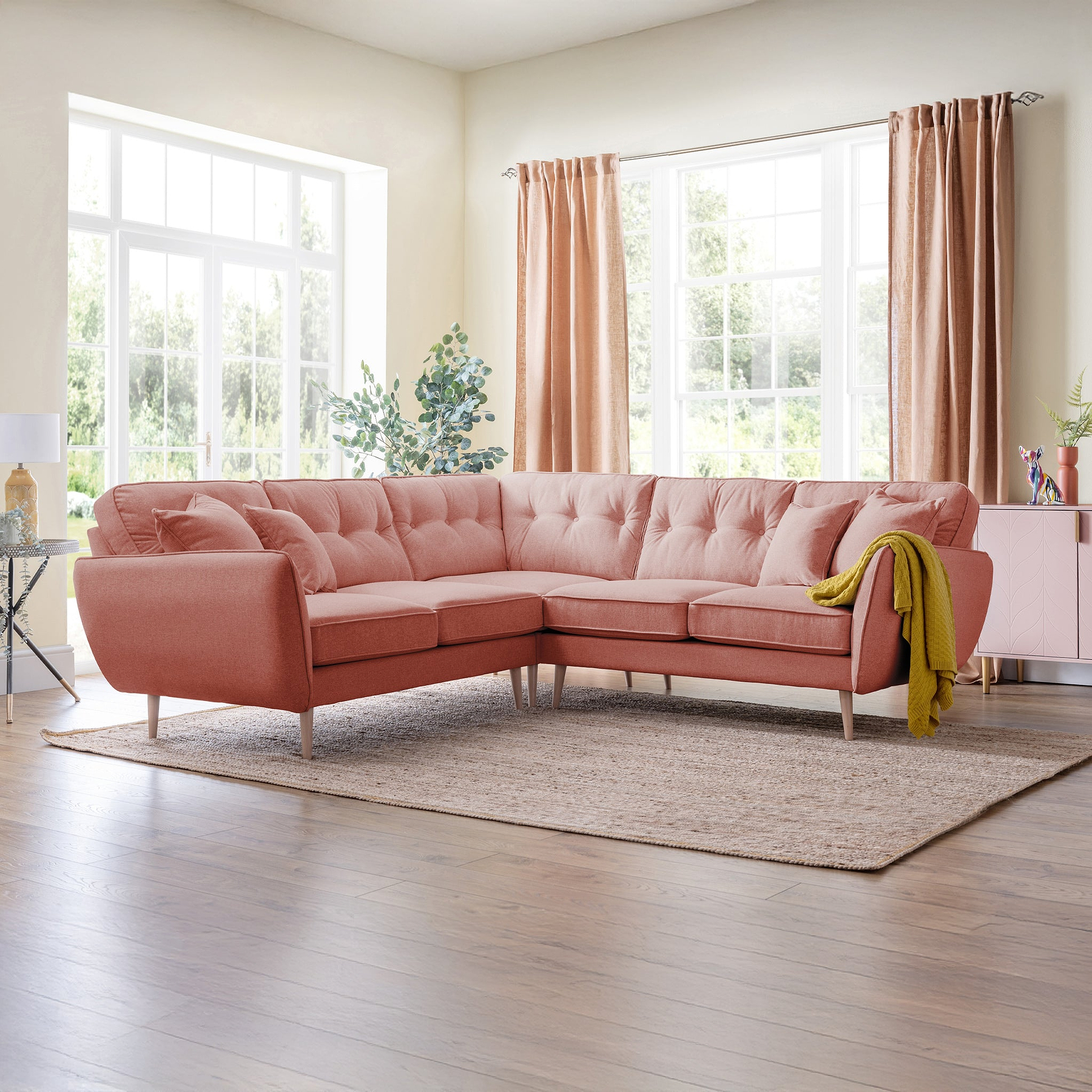 Elmbury Large Corner Sofa Coral from Roseland Furniture
