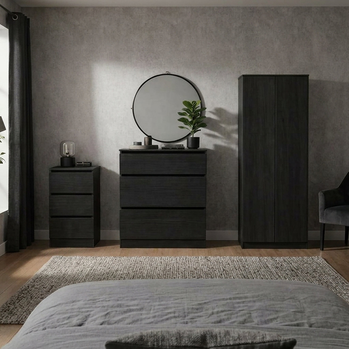 Langley 3 Piece Furniture Set Black from Roseland Furniture