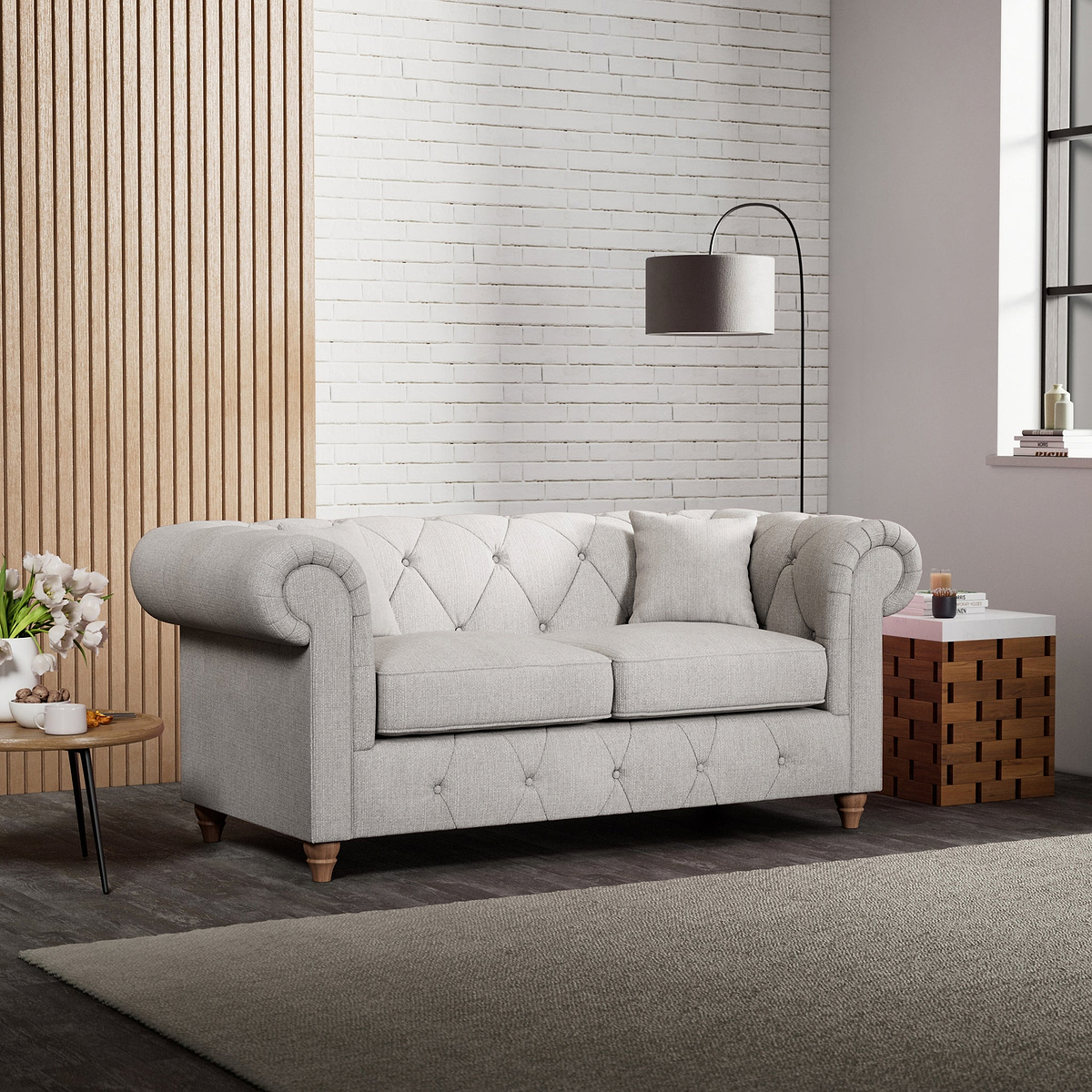 Everett 2 Seater Sofa Ash Walnut Feet from Roseland Furniture