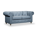 Everett 2 Seater Sofa Deep Blue Washed Oak Feet from Roseland Furniture