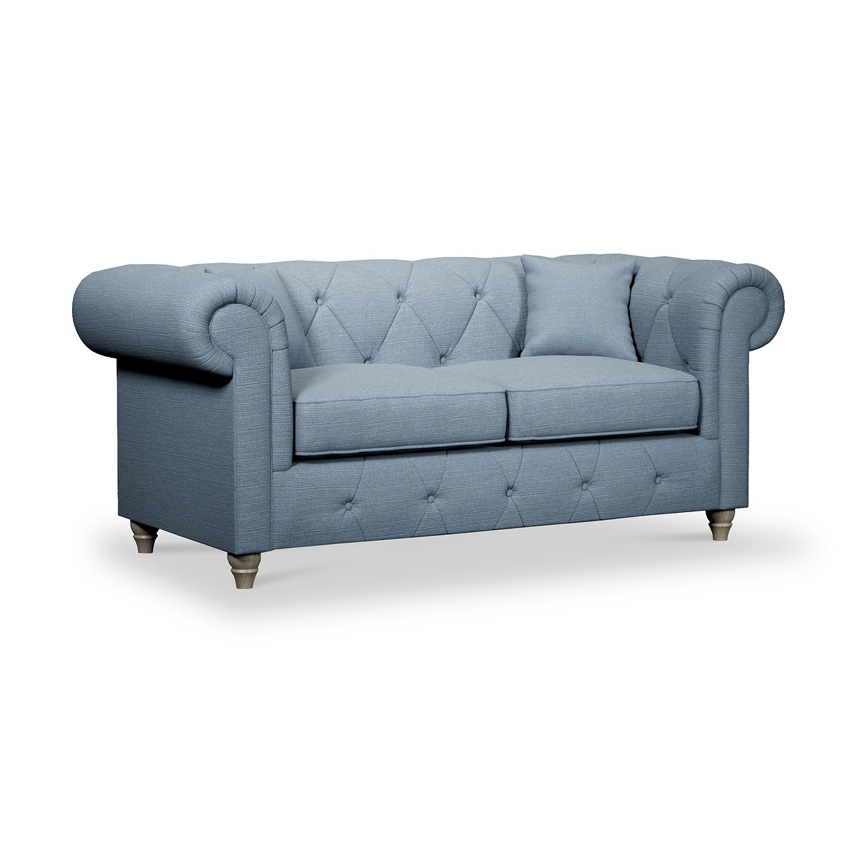 Everett 2 Seater Sofa Deep Blue Washed Oak Feet from Roseland Furniture