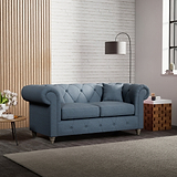 Everett 2 Seater Sofa Deep Blue Washed Oak Feet from Roseland Furniture