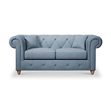 Everett 2 Seater Sofa Deep Blue Walnut Feet from Roseland Furniture