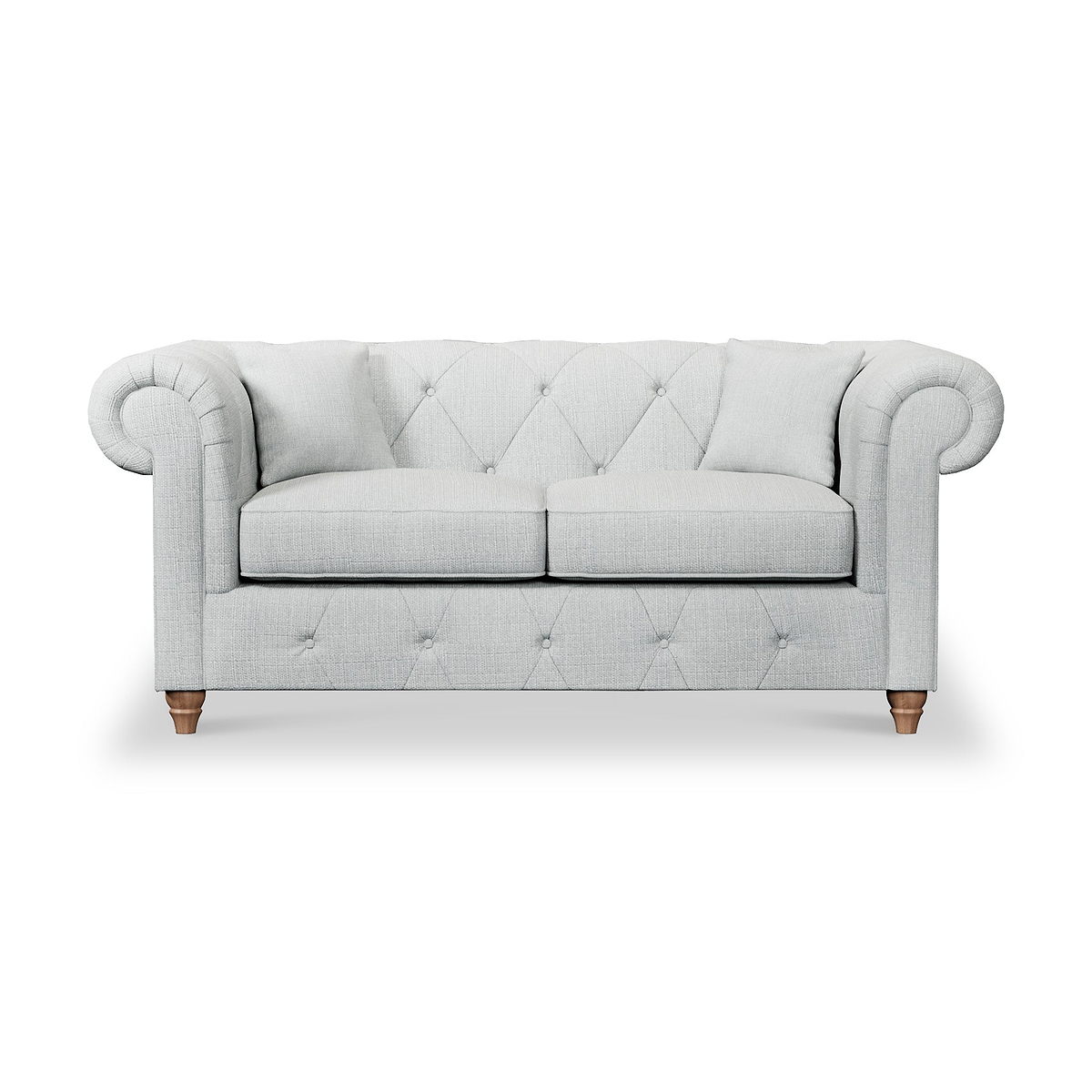 Everett 2 Seater Sofa Light Blue Walnut Feet from Roseland Furniture
