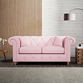 Everett 2 Seater Sofa Pink Walnut Feet from Roseland Furniture