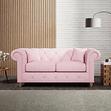 Everett 2 Seater Sofa Pink Walnut Feet from Roseland Furniture