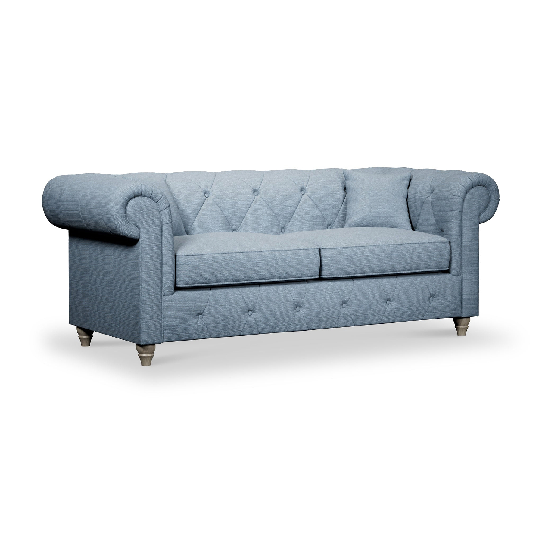 Everett 3 Seater Sofa Deep Blue Washed Oak Feet from Roseland Furniture