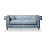 Everett 3 Seater Sofa Deep Blue Washed Oak Feet from Roseland Furniture