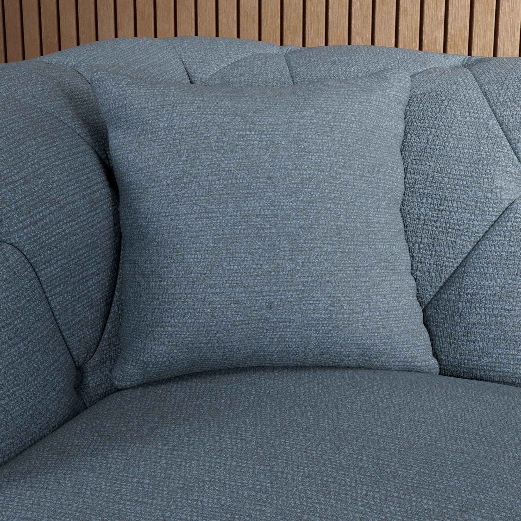 Everett 3 Seater Sofa Deep Blue Washed Oak Feet from Roseland Furniture