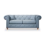 Everett 3 Seater Sofa Deep Blue Walnut Feet from Roseland Furniture