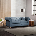 Everett 3 Seater Sofa Deep Blue Walnut Feet from Roseland Furniture