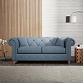 Everett 3 Seater Sofa Deep Blue Walnut Feet from Roseland Furniture