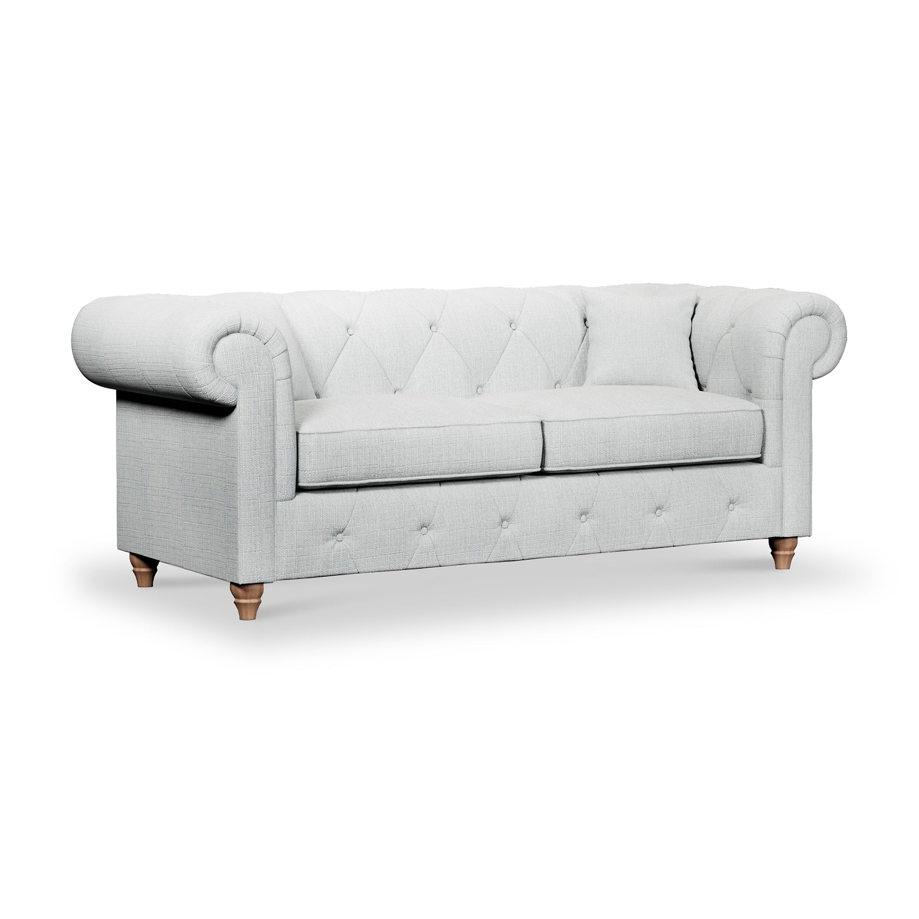 Everett 3 Seater Sofa Light Blue Walnut Feet from Roseland Furniture