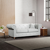 Everett 3 Seater Sofa Light Blue Walnut Feet from Roseland Furniture