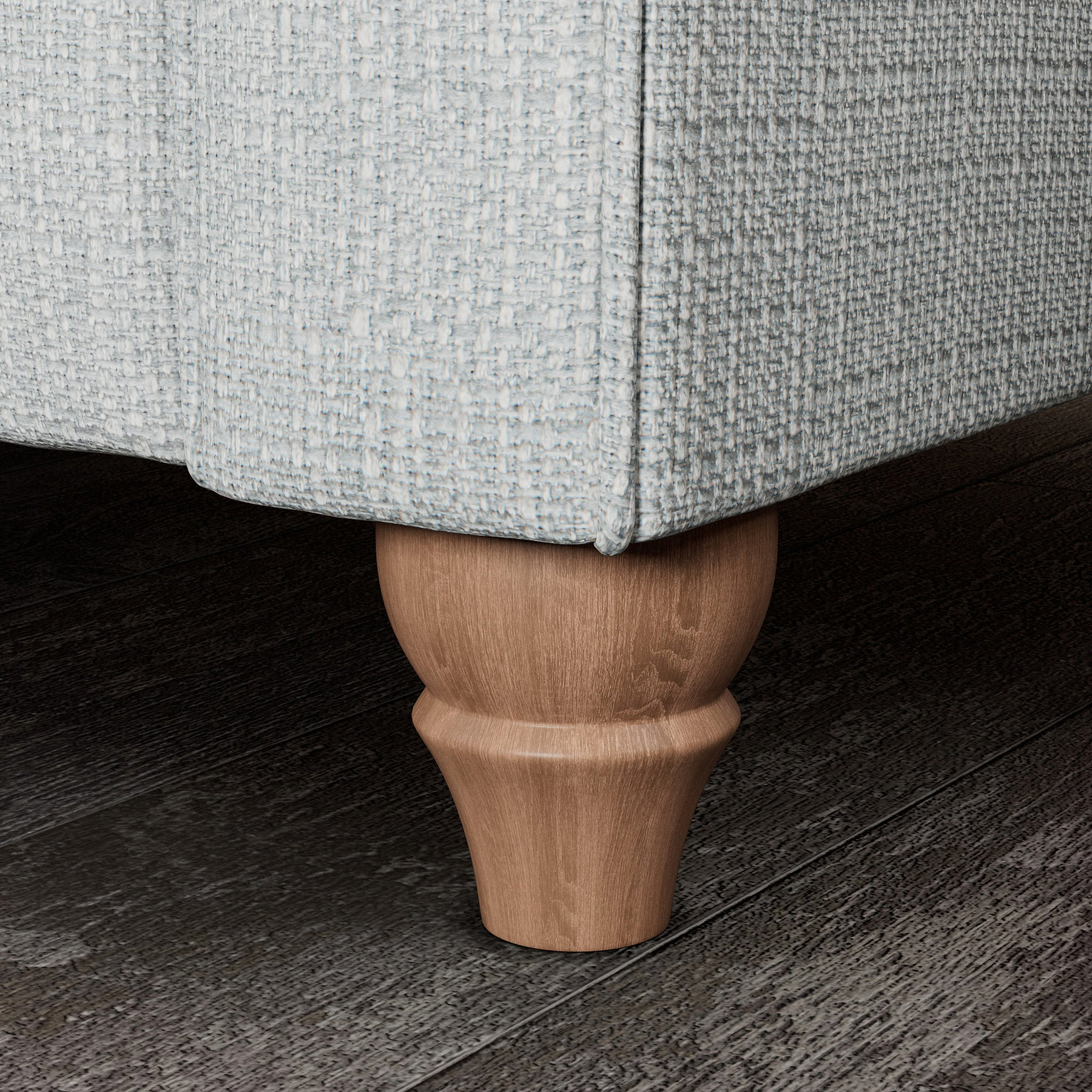 Everett 3 Seater Sofa Light Blue Walnut Feet from Roseland Furniture