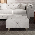 Everett Button Top Footstool Ash Washed Oak Feet from Roseland Furniture