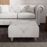 Everett Button Top Footstool Ash Washed Oak Feet from Roseland Furniture