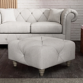 Everett Button Top Footstool Ash Washed Oak Feet from Roseland Furniture