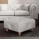 Everett Button Top Footstool Ash Walnut Feet from Roseland Furniture