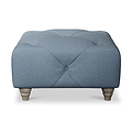 Everett Button Top Footstool Deep Blue Washed Oak Feet from Roseland Furniture