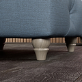 Everett Button Top Footstool Deep Blue Washed Oak Feet from Roseland Furniture