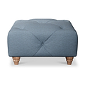 Everett Button Top Footstool Deep Blue Walnut Feet from Roseland Furniture