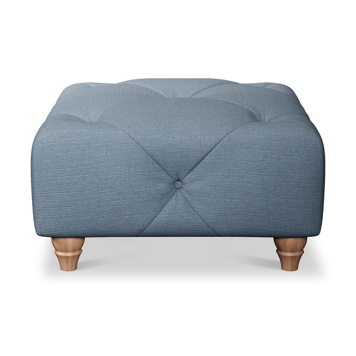 Everett Button Top Footstool Deep Blue Walnut Feet from Roseland Furniture