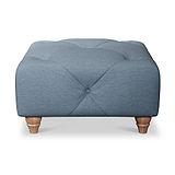Everett Button Top Footstool Deep Blue Walnut Feet from Roseland Furniture