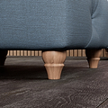 Everett Button Top Footstool Deep Blue Walnut Feet from Roseland Furniture